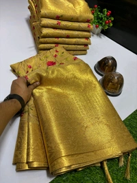 B08002 Pure Banarasi Tissue Soft Silk Saree With Allover Saree Embroidery Work 
