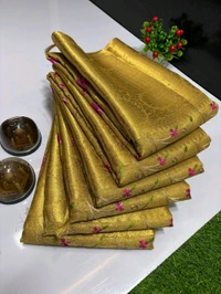 B08002 Pure Banarasi Tissue Soft Silk Saree With Allover Saree Embroidery Work 