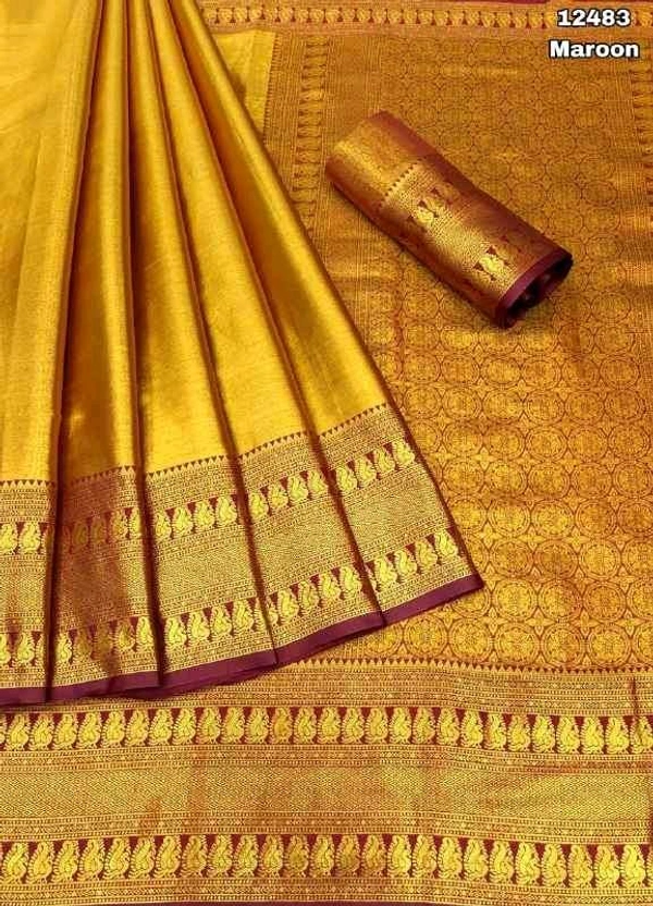 KS0061 1 Gm Gold Zari Weaving Kanjivaram Silk Saree  - Maroon