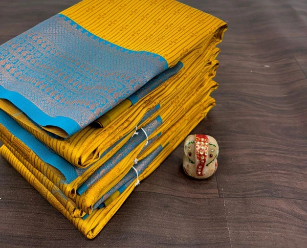 L17001 Semi Kanchi Silk Saree - Yellow