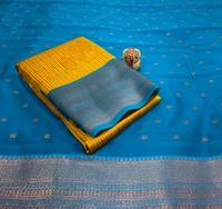 L17001 Semi Kanchi Silk Saree - Yellow
