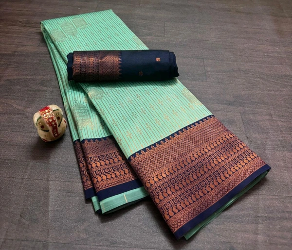 L17001 Semi Kanchi Silk Saree - Rama Blue