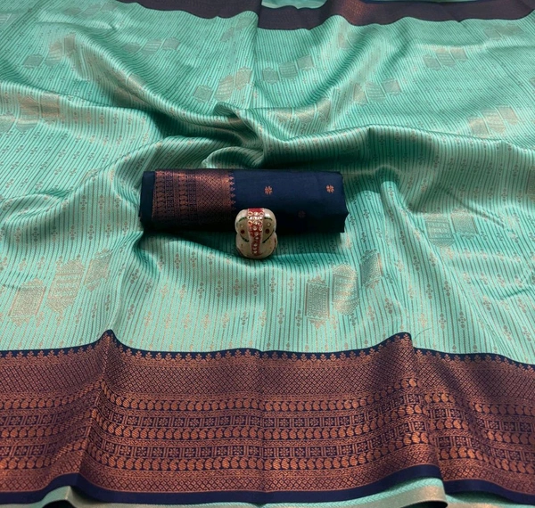 L17001 Semi Kanchi Silk Saree - Rama Blue