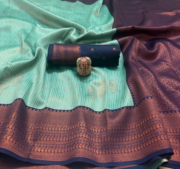 L17001 Semi Kanchi Silk Saree - Rama Blue