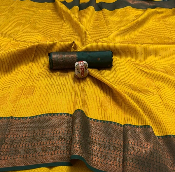 L17001 Semi Kanchi Silk Saree - Bottle green