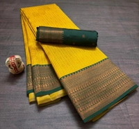 L17001 Semi Kanchi Silk Saree - Bottle green