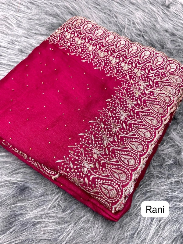 W64007 Soft Vichitra Blooming With Beautiful Embroidery Zari Work With Siroski Work - Pink