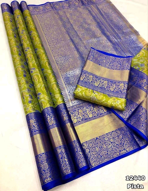 KS0081 Kanjivaram Soft Tissue Silk Saree  - Pista green