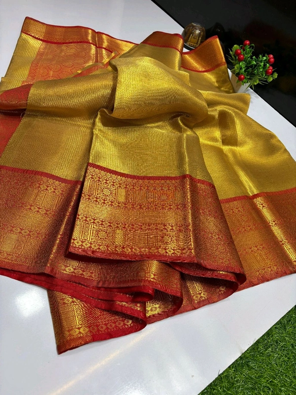 B03002 Banarasi Soft Tissue Silk Saree With Rich border