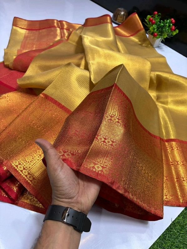 B03002 Banarasi Soft Tissue Silk Saree With Rich border