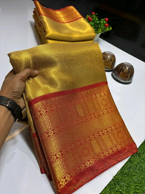 B03002 Banarasi Soft Tissue Silk Saree With Rich border