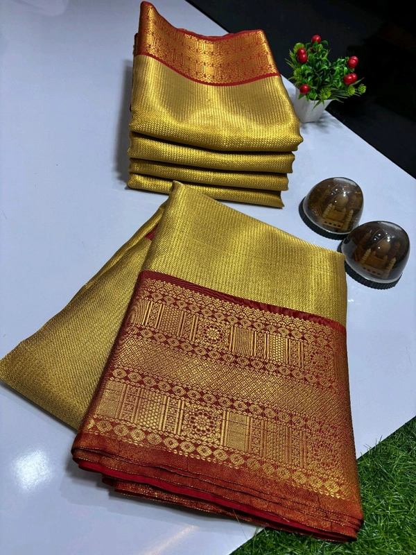 B03002 Banarasi Soft Tissue Silk Saree With Rich border