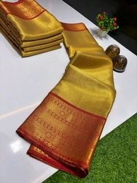 B03002 Banarasi Soft Tissue Silk Saree With Rich border