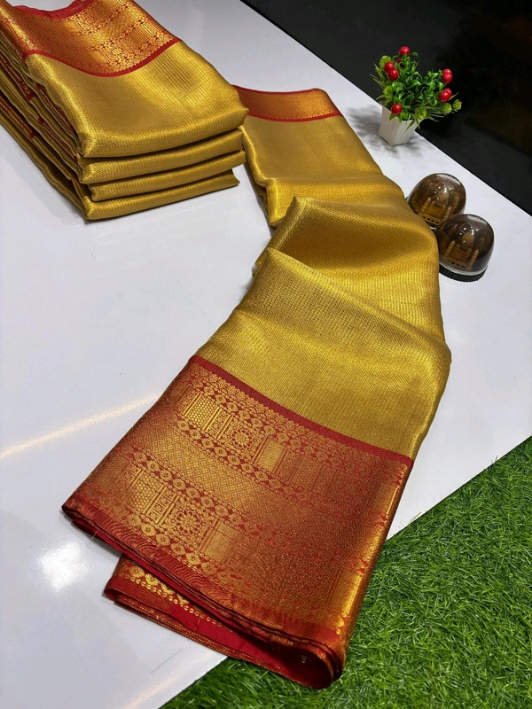 B03002 Banarasi Soft Tissue Silk Saree With Rich border