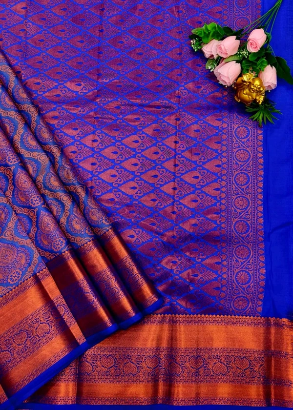 C19001 Kanjivaram Bridal Soft Silk Saree - Blue