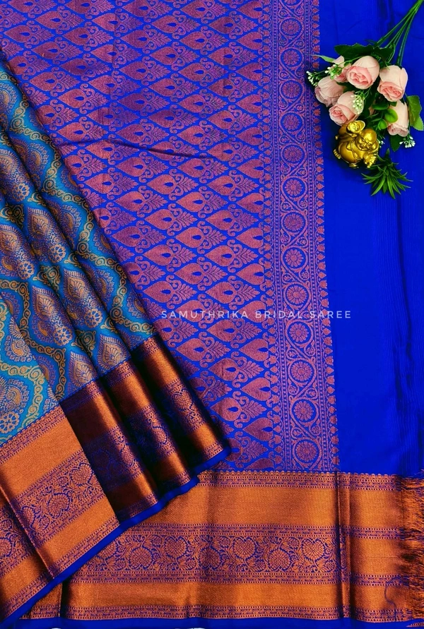 C19001 Kanjivaram Bridal Soft Silk Saree - Royal Blue