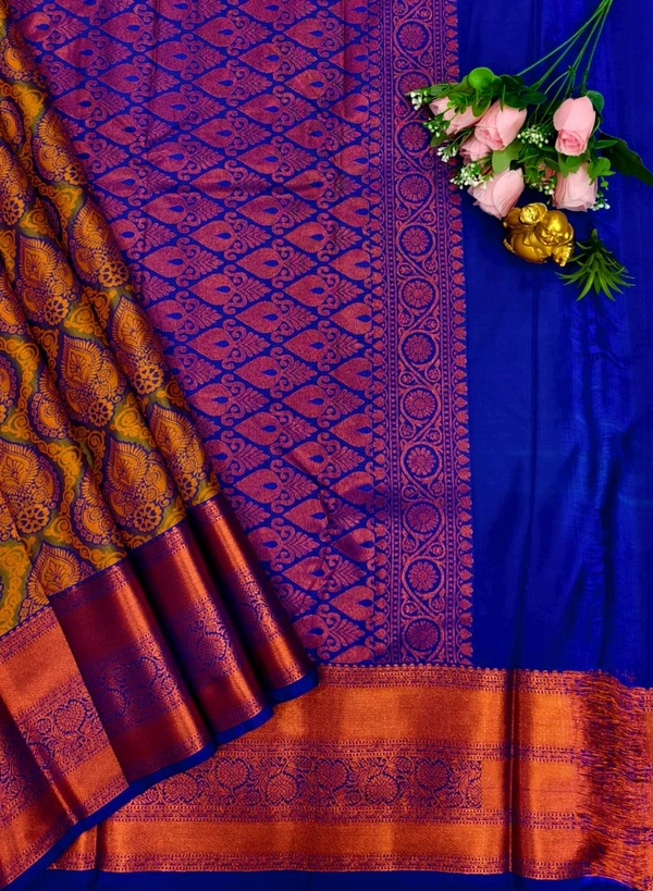 C19001 Kanjivaram Bridal Soft Silk Saree - Gold