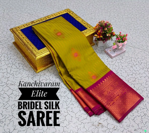 C58001 Semi Kanjivaram Silk Saree - Mehendi