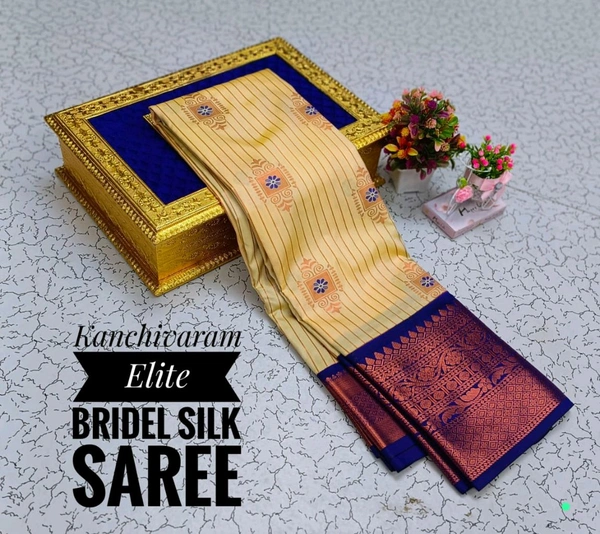 C58001 Semi Kanjivaram Silk Saree - Buttermilk