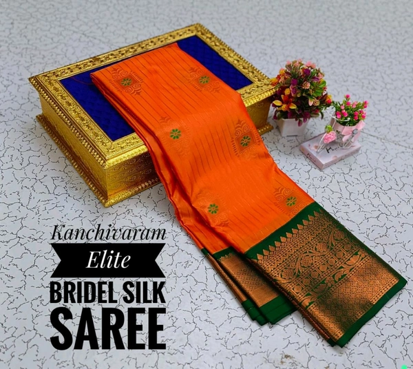 C58001 Semi Kanjivaram Silk Saree - Dark Orange