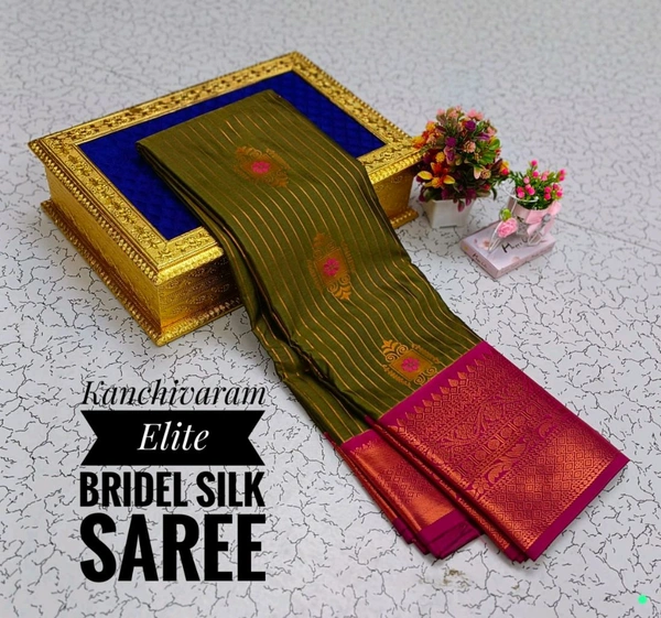 C58001 Semi Kanjivaram Silk Saree - Chalet Green