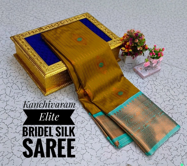 C58001 Semi Kanjivaram Silk Saree - Buddha Gold