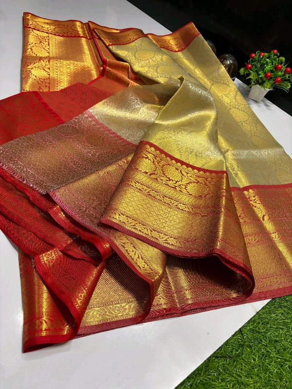 B11012 Banarasi Tissue Silk Saree With Heavy Kanjivaram Border 