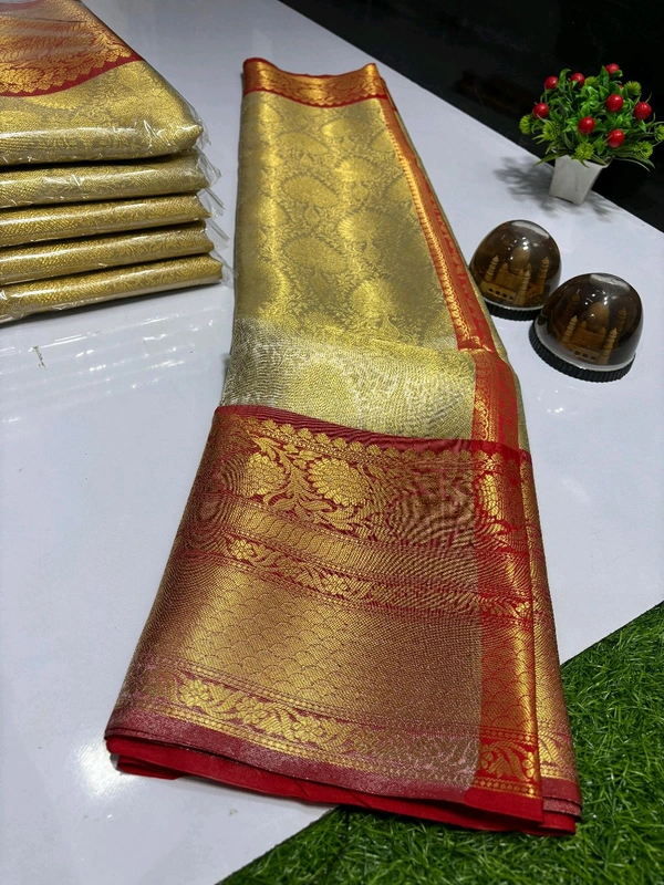 B11012 Banarasi Tissue Silk Saree With Heavy Kanjivaram Border 