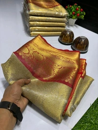 B11012 Banarasi Tissue Silk Saree With Heavy Kanjivaram Border 