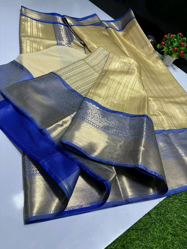 B11013 Banarasi Tissue Silk Saree With Heavy Kanjivaram Border 