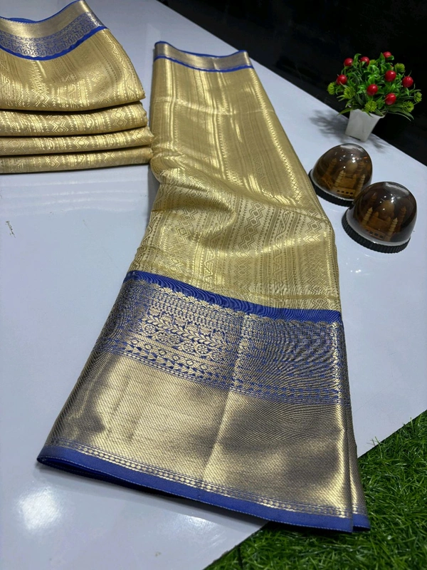 B11013 Banarasi Tissue Silk Saree With Heavy Kanjivaram Border 