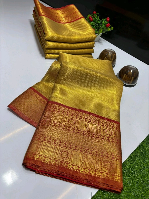 B11014 Banarasi Tissue Silk Saree With Heavy Kanjivaram Border 