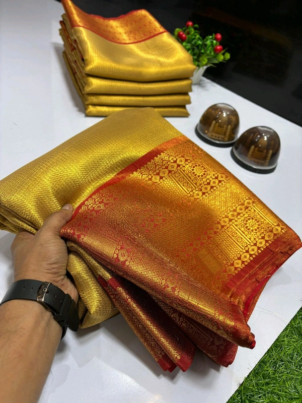 B11014 Banarasi Tissue Silk Saree With Heavy Kanjivaram Border 