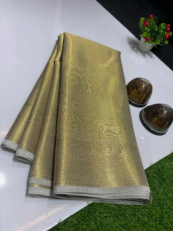 B11015 Banarasi Tissue Silk Saree With Heavy Kanjivaram Border 