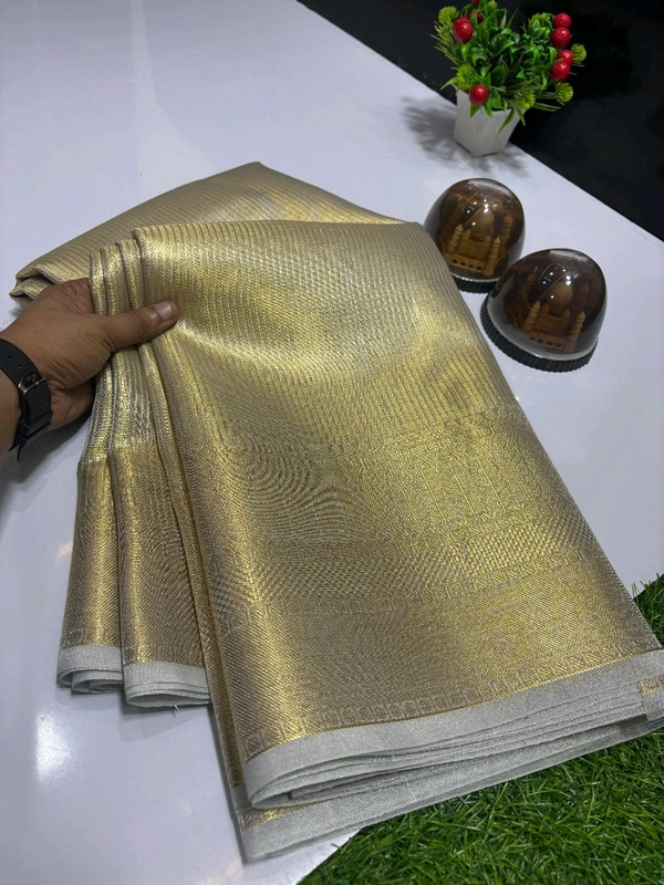 B11015 Banarasi Tissue Silk Saree With Heavy Kanjivaram Border 