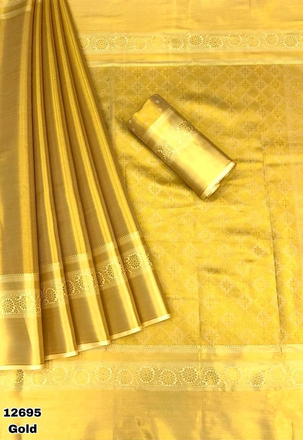 KS0102 1 Gm Gold Zari Weaving Kanjivaram Silk Saree  - Gold