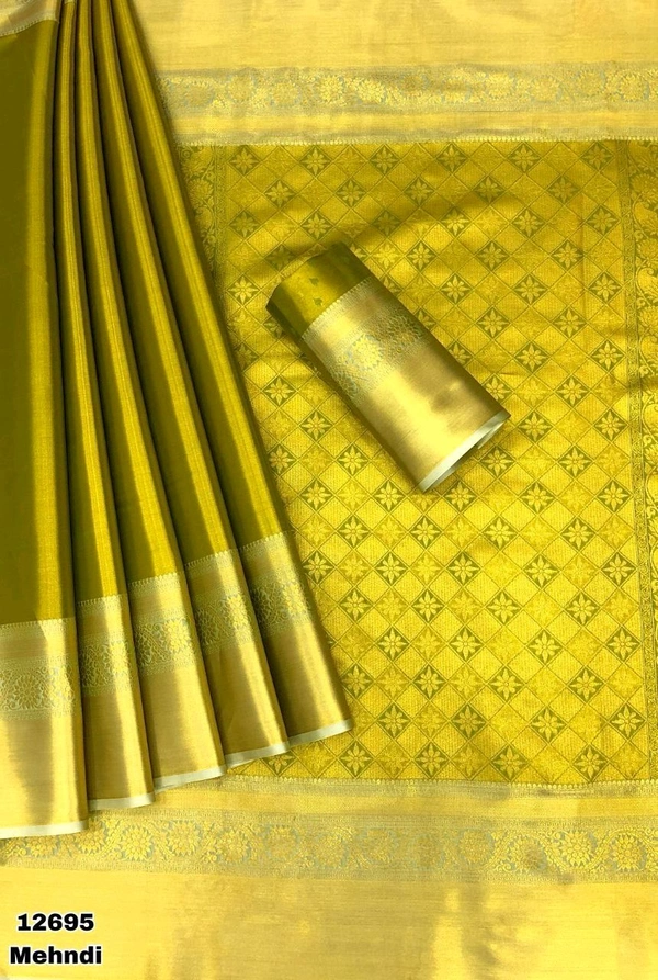 KS0102 1 Gm Gold Zari Weaving Kanjivaram Silk Saree  - Green