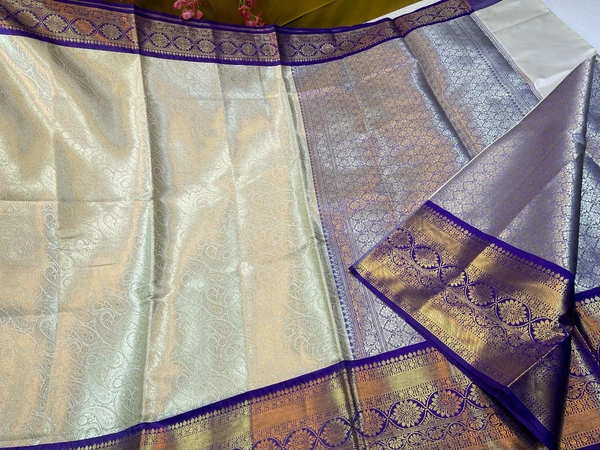 B06201 Semi Kanchi pattu Saree  - Purple