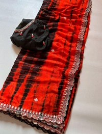 W07001 Soft Hand Dying Chinnon Heavy Embroidery Saree 