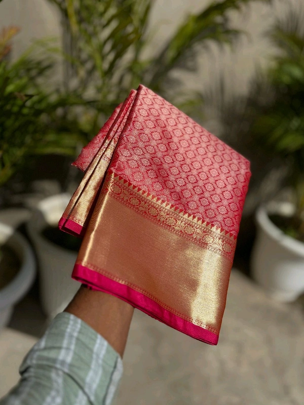 B04233 Celebrity Inspired Kanjivaram Style Soft Katan Silk Saree 