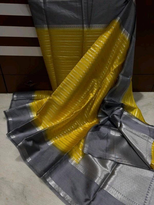 B10002 Soft Banarasi Warm Silk Saree - Yellow