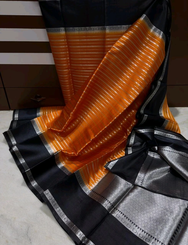 B10002 Soft Banarasi Warm Silk Saree - Outrageous Orange