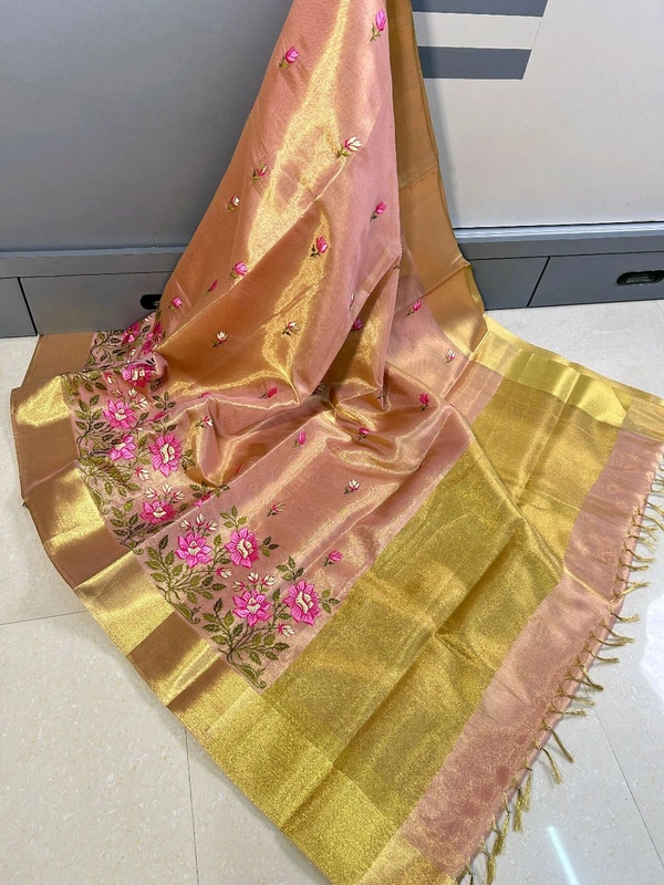 B91032 EMBROIDERY WORK SOFT TISSUE SAREE