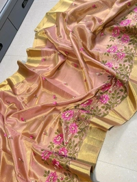 B91032 EMBROIDERY WORK SOFT TISSUE SAREE