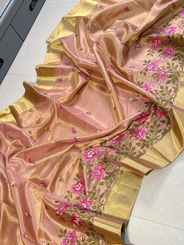 B91032 EMBROIDERY WORK SOFT TISSUE SAREE
