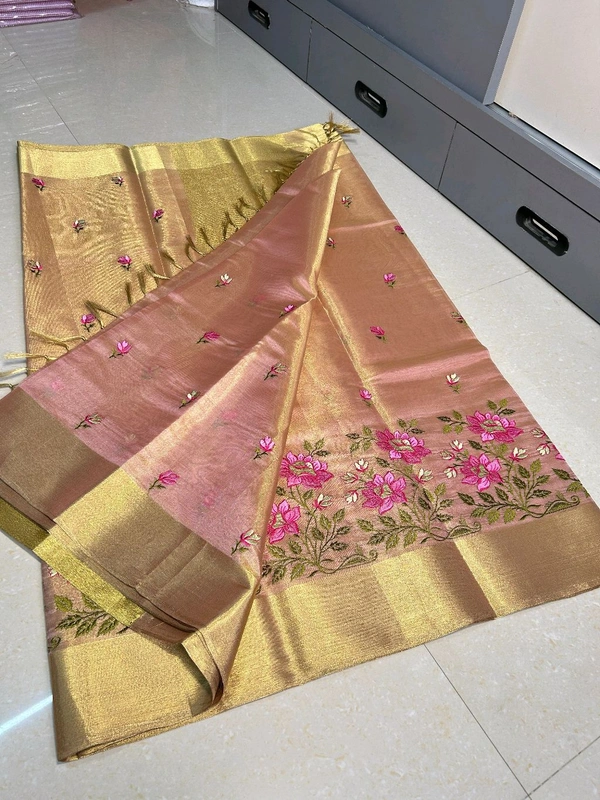 B91032 EMBROIDERY WORK SOFT TISSUE SAREE