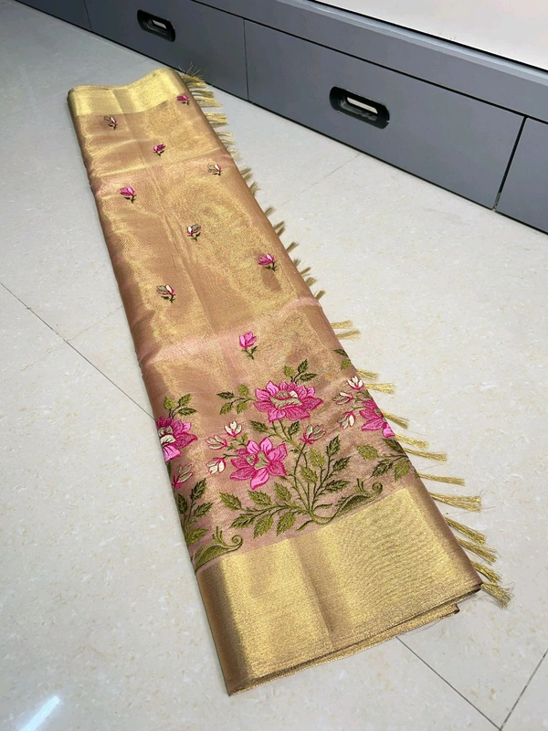 B91032 EMBROIDERY WORK SOFT TISSUE SAREE