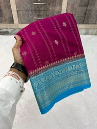 B12031 Banaras Chiniya Silk Saree - Purple