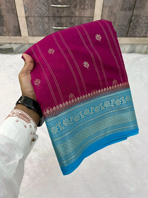 B12031 Banaras Chiniya Silk Saree - Purple