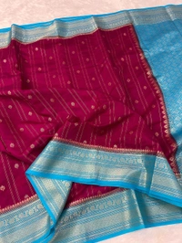 B12031 Banaras Chiniya Silk Saree - Purple